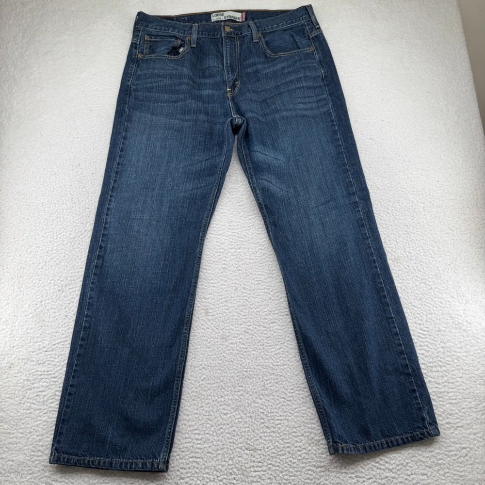 VTG Y2K Levis 569 Loose Straight Jeans Mens 34x32 Blue Dark Wash Denim Grunge